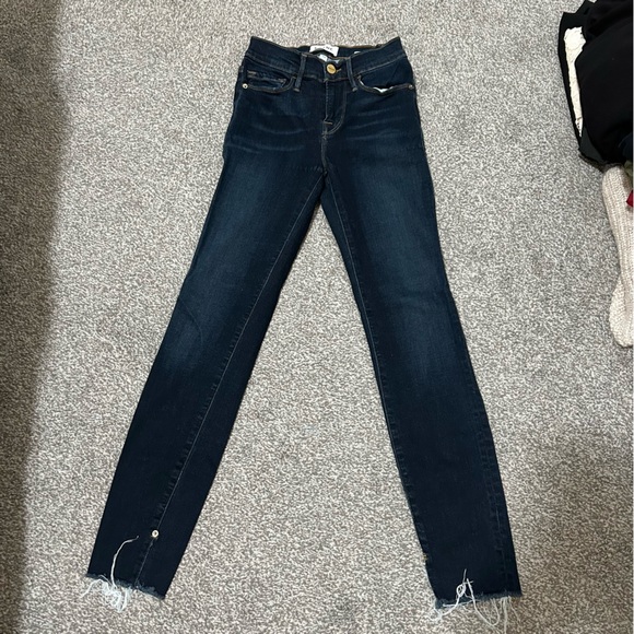 FRAME Le Skinny De Jeanne Raw Hem Crop Jeans SIZE 24 - Picture 2 of 6